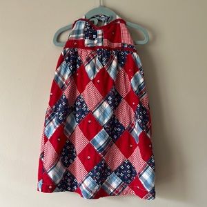 Janie and Jack size 4 girls 4th of July patchwork halter tie back dress